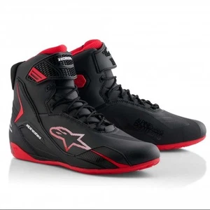 Alpinestars Honda Lace-Up Motorcycle Boots - Faster-4 Riding Shoes (Black, Red) - Picture 1 of 7