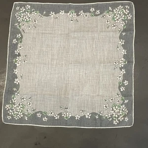 Damen Taschentuch anthrazitgrau/hellgrau mit weißen Blumen - Bild 1 von 5