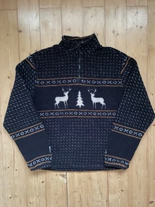 Vintage animal patterned Sherpa 1/4 zip fleece jacket size small Nordic - Picture 1 of 6