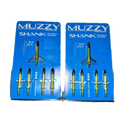 Muzzy Shank Broadheads Lote de 2 Paquetes Aerodinámicos, Maquinilla de Afeitar, Afilados, Aluminio Foto 1 de 3