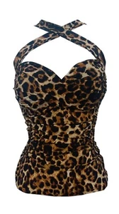 Sexy Criss-Cross BROWN LEOPARD Print Twisted Sweetheart Bust Convertible Straps - Picture 1 of 4