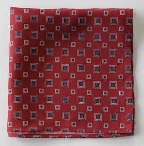 Seideneinstecktuch Taschentuch 39cm. Burgunder & blaue Raute. handgefertigt - Bild 1 von 4