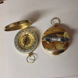 German car classic 944 ref190 Pewter Effect Car on a Golden Compass - Picture 1 of 1