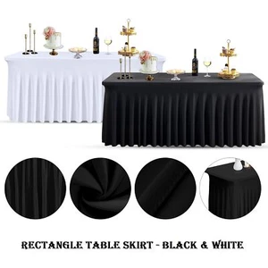 Rectangular Spandex Stretch Table Skirt Cover Style Party Trestle Tablecloth - Picture 1 of 20