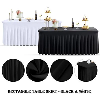 Rectangular Spandex Stretch Table Skirt Cover Style Party Trestle Tablecloth - Image 1 of 4