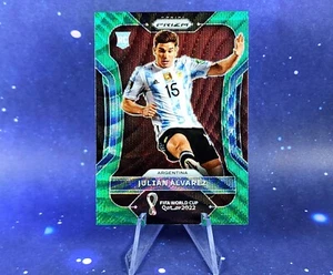 2022 Prizm World Cup Julian Alvarez Argentina Rookie Green Wave Prizm Refractor - Picture 1 of 13