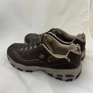 Skechers D’Lites Sneaker Women Sz 11 Chocolate Tan Brown Leather - Picture 1 of 10