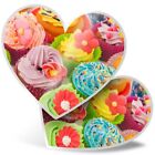 2 x Herzaufkleber 15 cm - Blumige Cupcakes Kuchenbäckerei #21407