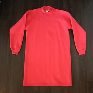 Vintage 90s LEE Sweater Dress Sturdy Sweats Women’s Size L Hot Pink Crewneck - Picture 1 of 7