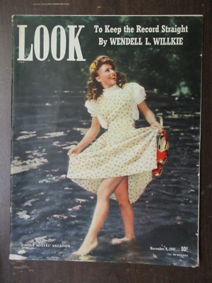 LOOK MAGAZINE NOVEMBER 4 1941 GINGER ROGERS KITTY FOYLE KEEP HE RECORD STRAIGHT - Image 1 of 2