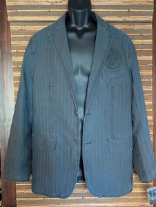 NWT Mens Size M or 40R Gray Cotton Modern Seersucker Blazer Crest Pocket Jacket - Picture 1 of 17