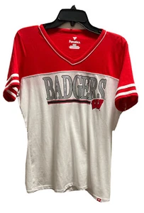 Wisconsin badgers women’s t shirt large short sleeve v neck new with tags - Picture 1 of 3