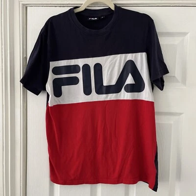 Camisa Polo Fila Para Hombre Clásica a Rayas Bloque RWB Talla Mediana Manga Corta Foto 1 de 4
