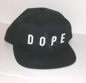 DOPE Hat Snapback Baseball Cap Raised Embroidered Logo Black Leaves Hip Hop - Picture 1 of 11