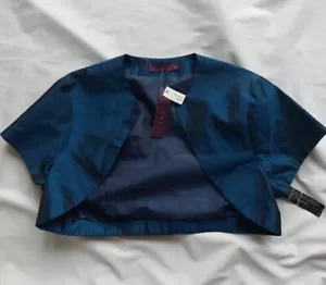 Debut. Taffeta Bolero. Metallic Blue. Brand New With Tags £40.00. UK 12. Wedding - Picture 1 of 6