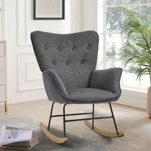 Modern Upholstered Rocking Chair Relaxing Rocking Seat Reading Napping Armchair - Picture 1 of 9