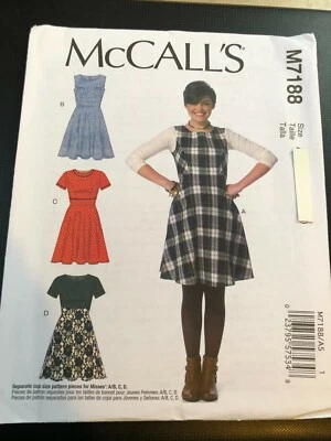 McCalls Pattern M7188 Ms Dress w/Lined Bodice~Seam Detail w/Trim & Sleeve Opts