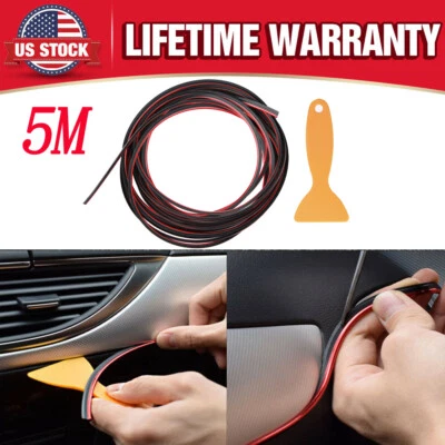 5M Red Car Van Interior Door Gap Edge Line Insert Molding Trim Strip Accessories - Image 1 of 4