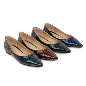 Zapatos mocasines informales planos de cuero sintético elegantes para mujer con patrón de piel de serpiente 2024 - Imagen 1 de 15