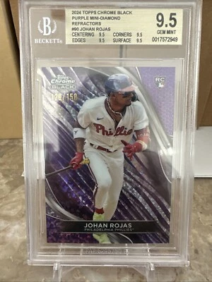 2024 Topps Chrome Black Purple Mini Diamond Johan Rojas BGS 9.5 x4 - Image 1 of 4
