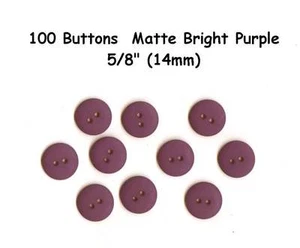 100 botones Bright Purple 5/8" Matte 2 hole- también Scrapbooking - 14mm - Imagen 1 de 1