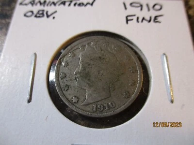 1910 V NICKEL LAMINATION OBVERSE FINE   87 - Image 1 of 2
