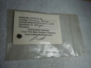 Meteorit Carbonaceous CU3 NWA3118 Marokko Afrika Bostick Sammlung 0,164 Gramm - Bild 1 von 12