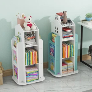 Kids Rotating Bookshelf Castle Rack Display Floor Standing Bookcase Toys Storage - Picture 1 of 33