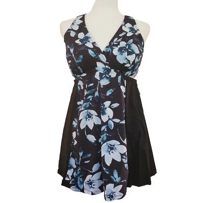 Traje de baño Leilani talla 18W negro floral de una pieza diluyente para mujer vestido de baño Foto 1 de 4