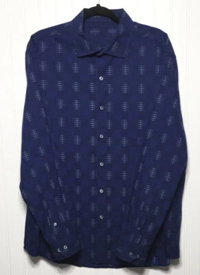 Camisa de vestir manga larga de algodón estampado geográfico XL 17-17,5 TASSO ELBA para hombre Foto 1 de 4