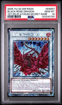  Yugioh Black Rose Dragon RA04-EN057 Platinum Secret Rare Stampede PSA 10 - Image 1 of 2