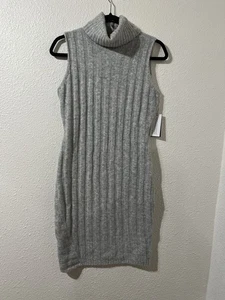 GUESS LA heather grey sleevess sweater dress NWT size M turtle neck nylon blend - Picture 1 of 16