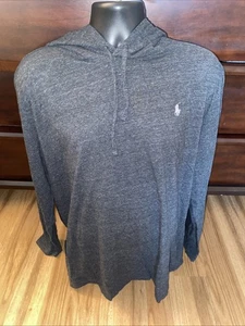 Polo Ralph Lauren Men's Charcoal Gray Solid Jersey Hooded T-Shirt - Picture 1 of 7