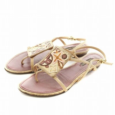 Sandalias planas con monograma LOUIS VUITTON correas de cuero rojo beige EU38/US8 de Japón Foto 1 de 4