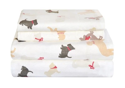 Twin Winter Dogs Flannel 170 GSM Sheet Set for Cold Weather Cozy Breathable - Image 1 of 4