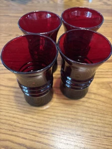 Anchor Hocking Ruby Red Flared Tumblers Set Of 4 - Picture 1 of 6