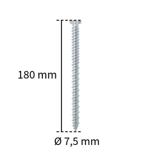 VITI PER CALCESTRUZZO 7,5X180 FRIULSIDER TURBOVITE ZINCATA BIANCA TORX T30 100PZ - Foto 1 di 4