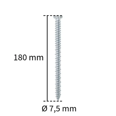 VITI PER CALCESTRUZZO 7,5X180 FRIULSIDER TURBOVITE ZINCATA BIANCA TORX T30 100PZ - Immagine 1 di 4
