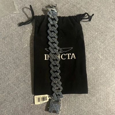 Brazalete de cadena cubana ultra helada Invicta Elementos auténticos de 7,87 pulgadas para hombre Foto 1 de 4