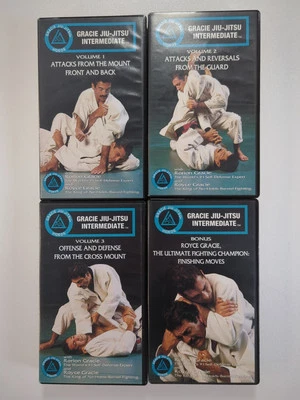 Gracie Jiu-Jitsu Intermediate Set Of 4 Martial Arts Training Self-Defence VHS - Image 1 of 3
