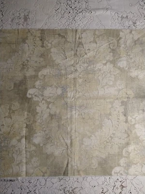 REM Covington LINEN Beige Cream Floral Designer Print Drapery Fabric 23" x 54" - Image 1 of 4