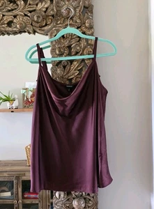 Torrid Satin Cowl Neck Cami Top Size 0 (12) Wine Burgundy Sleeveless Adjustable - Picture 1 of 6