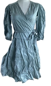Calypso Christiane Celle 100% Silk True Wrap Dress Knee Length x Small Sz 0 blue - Picture 1 of 8