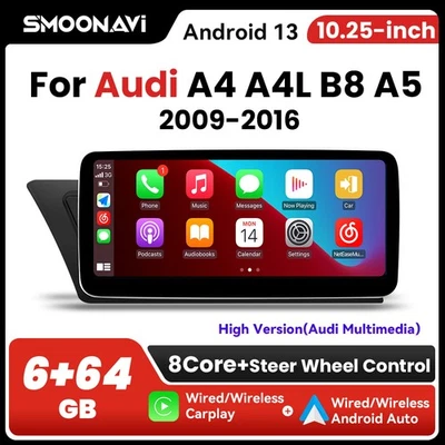 Autoradio Für Audi A4/A5/B8/S4 High 10,25" Android 14 CarPlay 6+64GB GPS Navi 4G - Bild 1 von 4