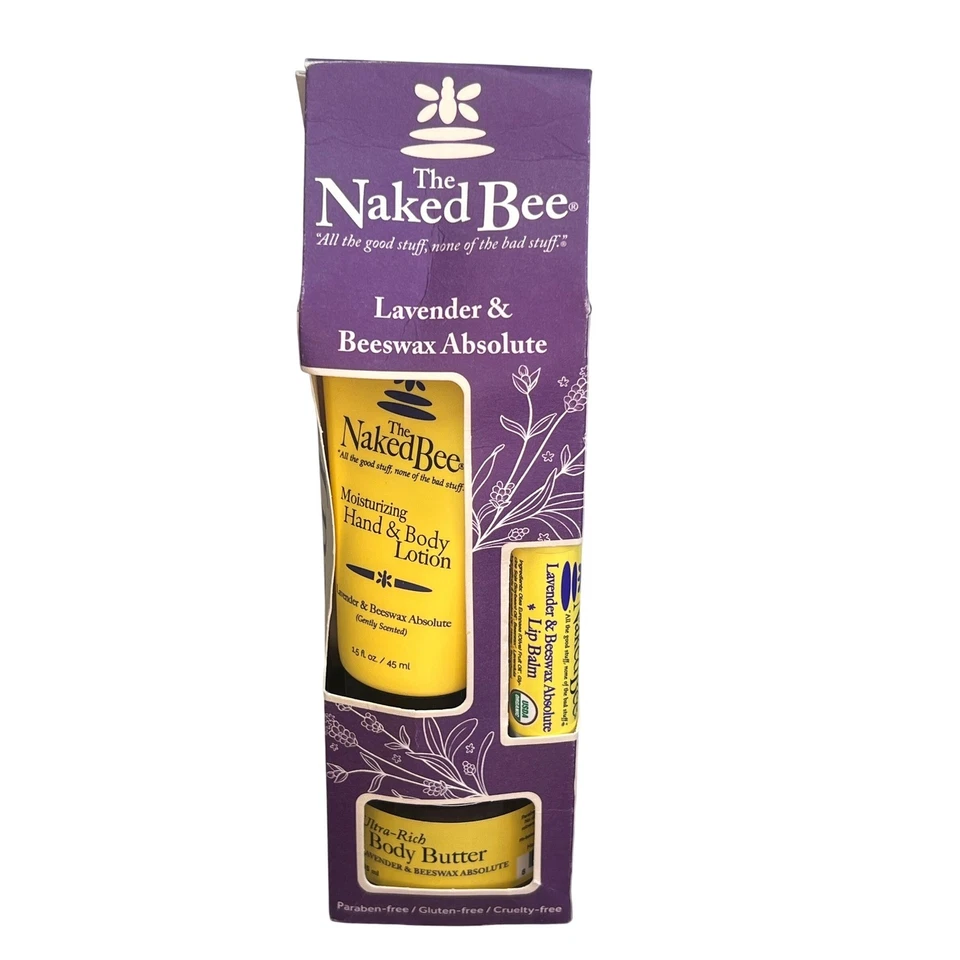 The Naked Bee 薰衣草蜂蜡绝对手部乳液润唇膏身体黄油套装 — 第 1/4 张图片