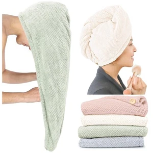 Extra Large Microfiber Hair Towel Wraps Super Absorbent Anti-Frizz 4 Pack - Picture 1 of 7