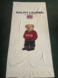 Vintage 90s Ralph Lauren Polo Sport Bear NWT Beach Towel Bath Sheet 35x72 - Picture 1 of 6