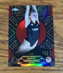HAILEY HERNANDEZ 2024 Topps Chrome Olympic Athlete Nouveau Red Refractor 3/5 - Picture 1 of 2