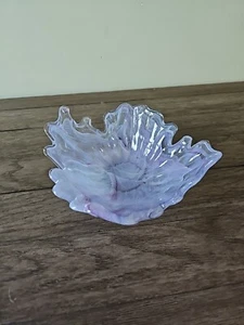 MURANO Art Glass Candy Dish Centerpiece Bowl 13” Purple Iridescent Abstract VTG - Picture 1 of 6