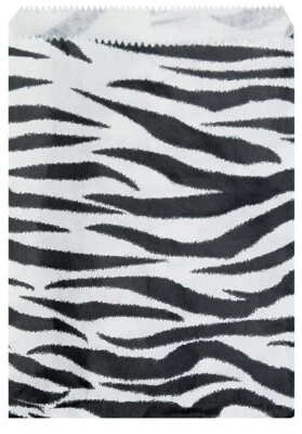 888 DISPLAY USA, INC 200 pcs of Zebra Print Paper Gift Bags Shopping available in 4 sizes